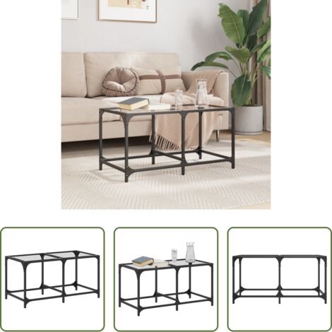 vidaXL Tavolino in acciaio -  Tavolini con Piano Vetro Trasparente 2 pz 78,5x40x40 cm Acciaio