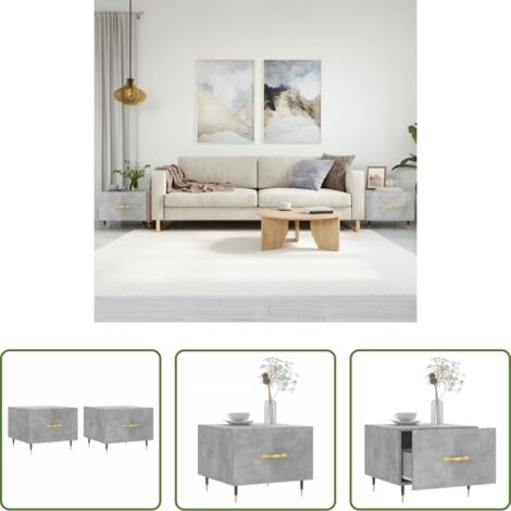 vidaXL Tavolino in ferro -  Tavolini Salotto 2pz Grigio Cemento 50x50x40 Legno Multistrato
