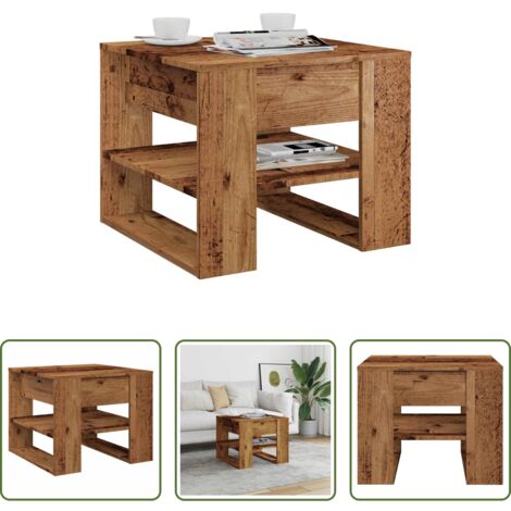 vidaXL Tavolino in legno antico -  Tavolino da Salotto Legno Vecchio 55,5x55x45 cm in Truciolato