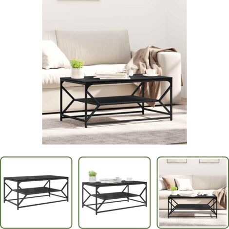 vidaXL Tavolino in legno ingegnerizzato -  Tavolino da salotto Rovere Nero 90 x 50 x 40 cm