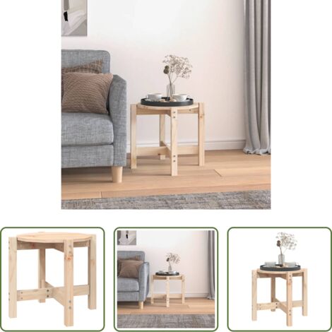 vidaXL Tavolino in legno massello -  Tavolino da Salotto Ø 52,5x45 cm in Legno Massello di Pino