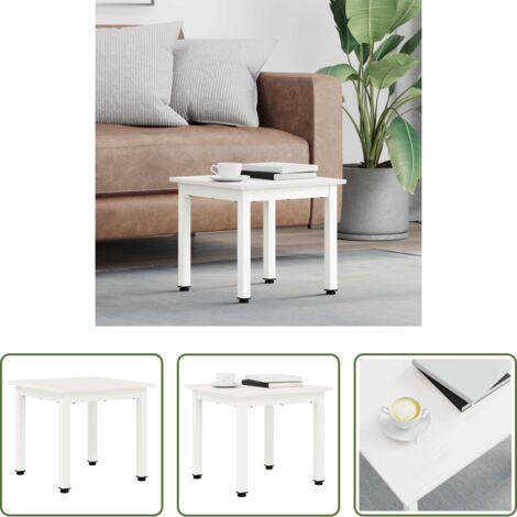 vidaXL Tavolino in legno massello -  Tavolino da salotto Bianco 40 x 40 x 36 cm Pino massello