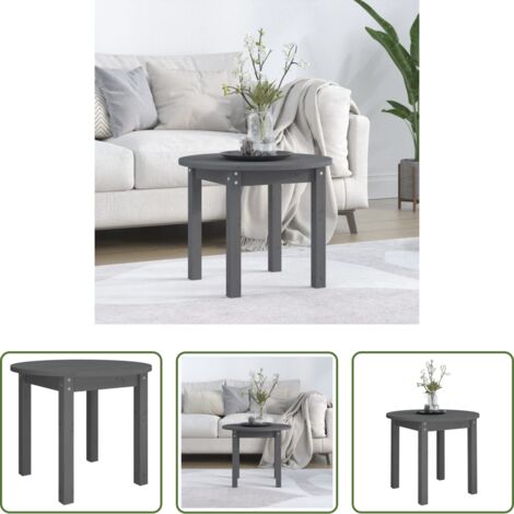 vidaXL Tavolino in legno massello -  Tavolino da Salotto Grigio Ø 55x45 cm in Legno Massello di Pino