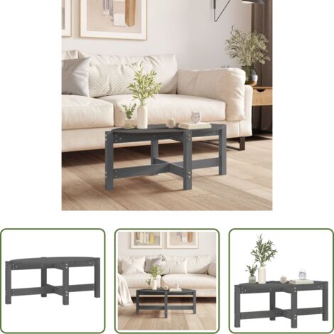 vidaXL Tavolino in legno massello -  Tavolino da Salotto Grigio 87x48x35cm in Legno Massello di Pino