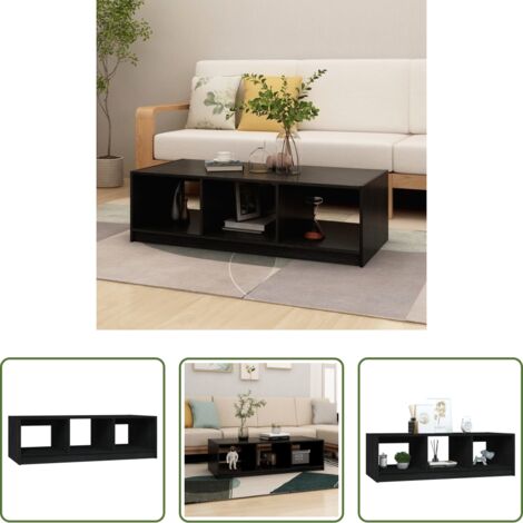vidaXL Tavolino in legno massello -  Tavolino da Salotto Nero 110x50x34 cm Legno Massello di Pino