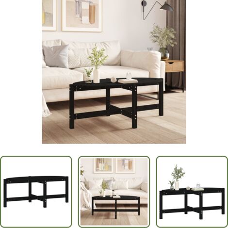 vidaXL Tavolino in legno massello -  Tavolino da Salotto Nero 118x63x45 cm in Legno Massello di Pino