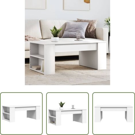 vidaXL Tavolino in legno multistrato -  Tavolino da Salotto Bianco 102x55x42 cm in Legno Multistrato