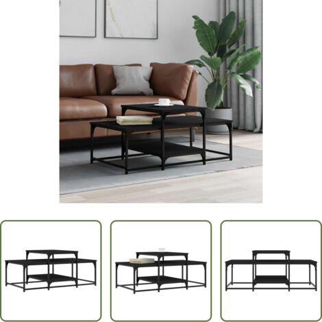 vidaXL Tavolino in legno multistrato -  Tavolino da Salotto Nero 102x60x45 cm in Legno Multistrato