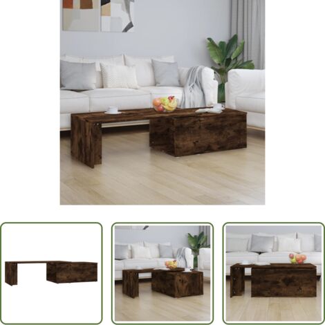vidaXL Tavolino in legno multistrato -  Tavolino da Salotto Rovere Fumo 150x50x35 cm Legno Multistrato