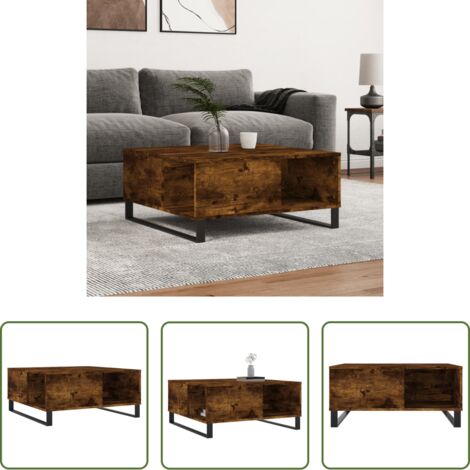 vidaXL Tavolino in legno multistrato -  Tavolino da Salotto Rovere Fumo 80x80x36,5 cm Legno Multistrato