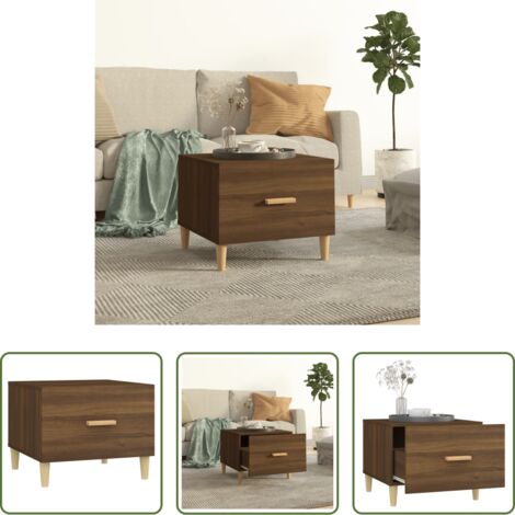 vidaXL Tavolino in legno multistrato -  Tavolino da Salotto Rovere Marrone 50x50x40cm Legno Multistrato