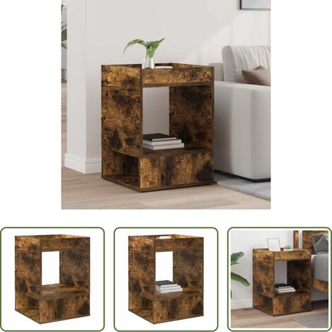 vidaXL Tavolino in legno multistrato -  Tavolino Rovere fumé 40 x 40 x 56 cm Legno multistrato