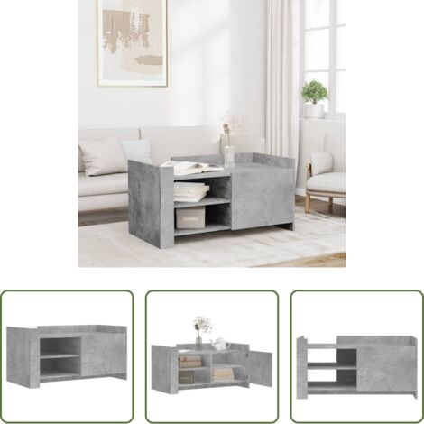 vidaXL Tavolino in legno multistrato -  Tavolino Salotto Grigio Cemento 100x50x50 cm Legno Multistrato