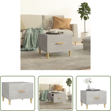 vidaXL Tavolino in legno multistrato -  Tavolino Salotto Grigio Cemento 50x50x40 cm Legno Multistrato