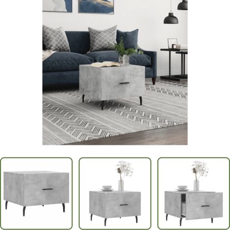 vidaXL Tavolino in legno multistrato -  Tavolino Salotto Grigio Cemento 50x50x40 cm Legno Multistrato