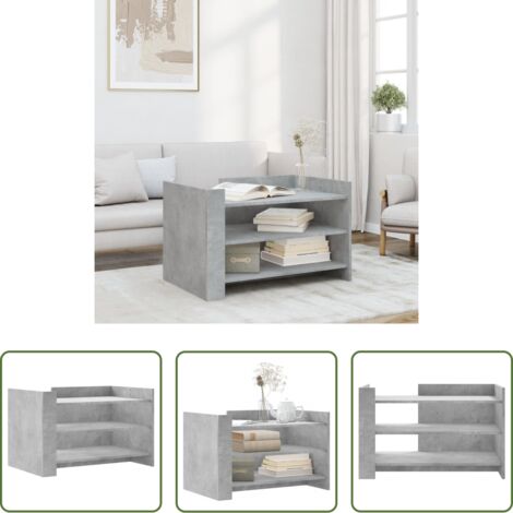 vidaXL Tavolino in legno multistrato -  Tavolino Salotto Grigio Cemento 80x50x50 cm Legno Multistrato