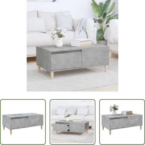 vidaXL Tavolino in legno multistrato -  Tavolino Salotto Grigio Cemento 90x50x36,5 cm Legno Multistrato