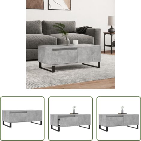 vidaXL Tavolino in legno multistrato -  Tavolino Salotto Grigio Cemento 90x50x36,5 cm Legno Multistrato