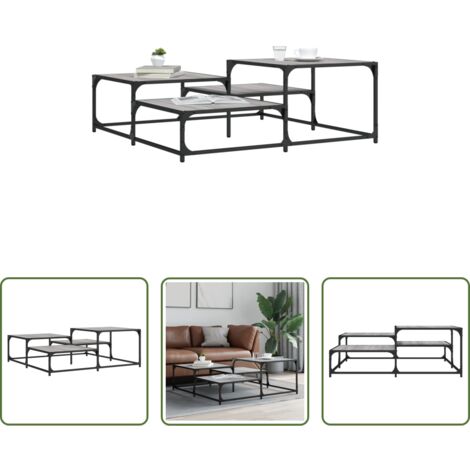 vidaXL Tavolino in legno multistrato - Tavolino Salotto Grigio Sonoma 107x107x40 cm Legno Multistrato