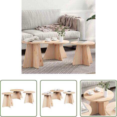 vidaXL Tavolino in legno -  Tavolino da salotto 3 pcs Naturale