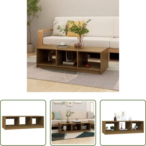 vidaXL Tavolino in legno -  Tavolino da Salotto ambra 110x50x34 cm Legno Massello di Pino
