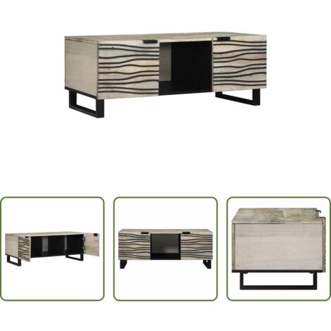 vidaXL Tavolino in legno -  Tavolino da salotto Beige e Nero 100 x 54 x 40 cm