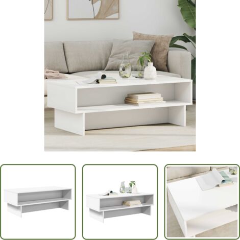 vidaXL Tavolino in legno -  Tavolino da salotto Bianco 100 x 46 x 35 cm Legno multistrato