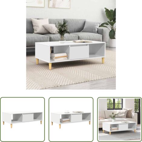 vidaXL Tavolino in legno -  Tavolino da salotto Bianco 102 x 55 x 35 cm Legno multistrato
