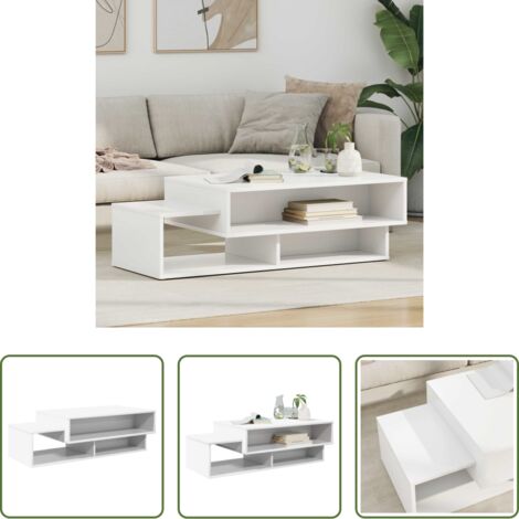 vidaXL Tavolino in legno -  Tavolino da salotto Bianco 105 x 50 x 32,5 cm Legno multistrato