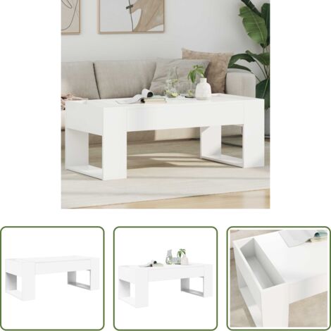 vidaXL Tavolino in legno -  Tavolino da salotto Bianco 110 x 50 x 41 cm Legno multistrato