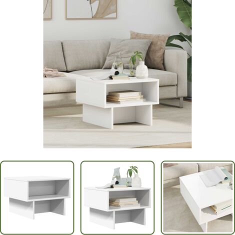 vidaXL Tavolino in legno -  Tavolino da salotto Bianco 48 x 46 x 35 cm Legno multistrato