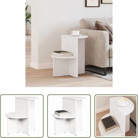 vidaXL Tavolino in legno -  Tavolino da salotto Bianco 50 x 40 x 50 cm
