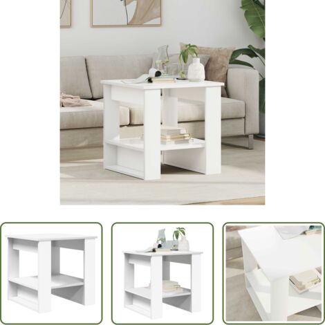vidaXL Tavolino in legno -  Tavolino da salotto Bianco 51 x 50 x 50 cm Legno multistrato