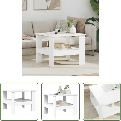 vidaXL Tavolino in legno -  Tavolino da salotto Bianco 57 x 55 x 45 cm Legno multistrato