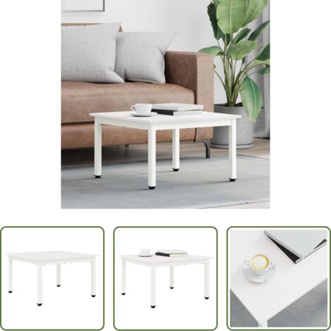 vidaXL Tavolino in legno -  Tavolino da salotto Bianco 60 x 60 x 36 cm Pino massello