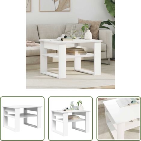 vidaXL Tavolino in legno -  Tavolino da salotto Bianco 64 x 54 x 44 cm Legno multistrato