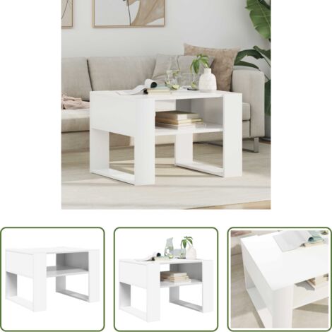 vidaXL Tavolino in legno -  Tavolino da salotto Bianco 66 x 53 x 45 cm Legno multistrato
