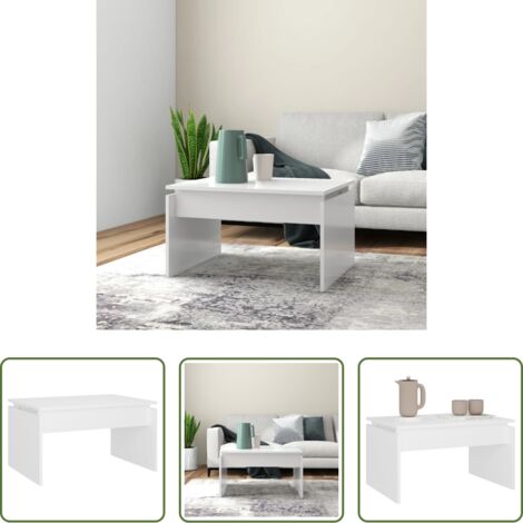 vidaXL Tavolino in legno -  Tavolino da Salotto Bianco 68x50x38 cm Legno Multistrato