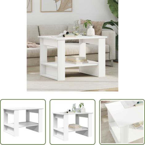 vidaXL Tavolino in legno -  Tavolino da salotto Bianco 72 x 50 x 50 cm Legno multistrato