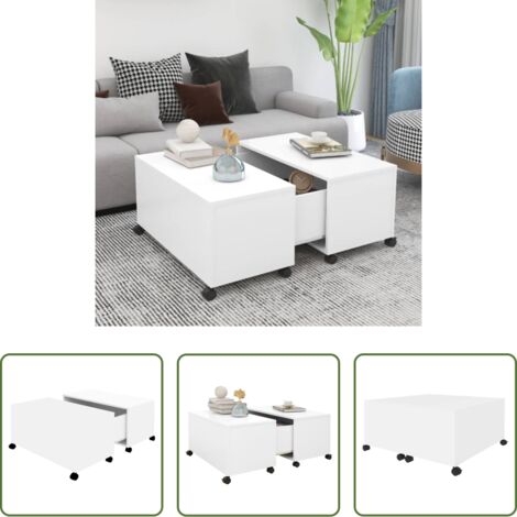 vidaXL Tavolino in legno -  Tavolino da Salotto Bianco 75x75x38 cm in Legno Multistrato