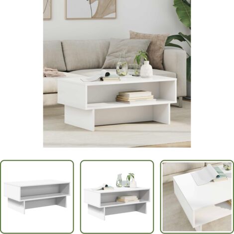 vidaXL Tavolino in legno -  Tavolino da salotto Bianco 80 x 46 x 35 cm Legno multistrato