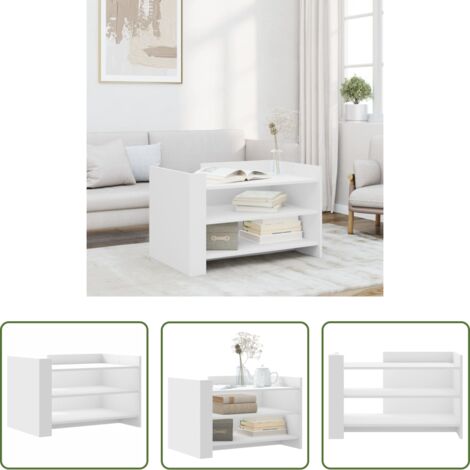 vidaXL Tavolino in legno -  Tavolino da Salotto Bianco 80x50x50 cm in Legno Multistrato