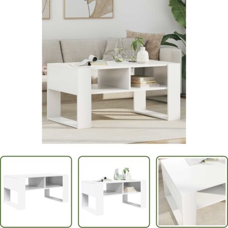 vidaXL Tavolino in legno -  Tavolino da salotto Bianco 92 x 53 x 45 cm Legno multistrato