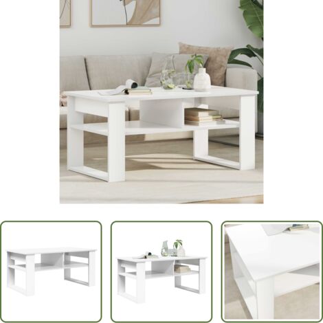 vidaXL Tavolino in legno -  Tavolino da salotto Bianco 96 x 54 x 44 cm Legno multistrato