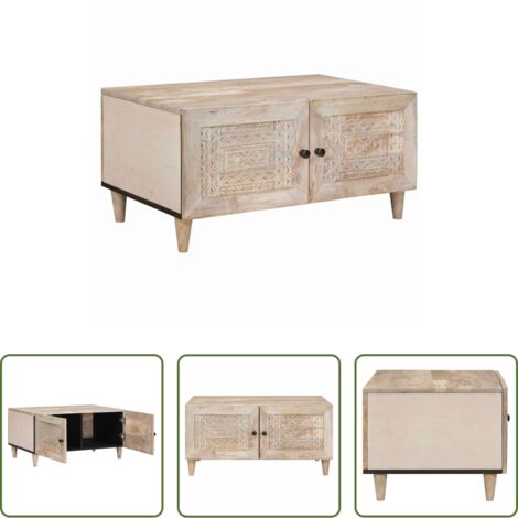 vidaXL Tavolino in legno -  Tavolino da salotto con archiviazione Beige 80 x 50 x 40 cm