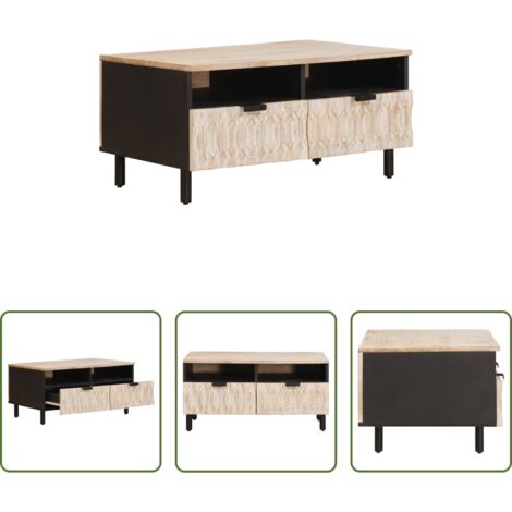 vidaXL Tavolino in legno -  Tavolino da salotto con cassetto Bianco 80 x 54 x 40 cm
