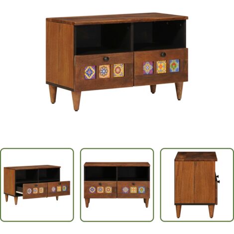 vidaXL Tavolino in legno -  Tavolino da salotto con cassetto Marrone 80 x 54 x 40 cm