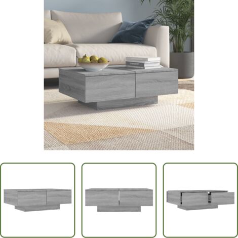 vidaXL Tavolino in legno -  Tavolino da Salotto Grigio Sonoma 90x60x31 cm Legno Multistrato