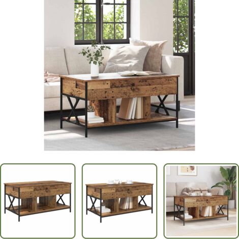 vidaXL Tavolino in legno -  Tavolino da salotto Legno vecchio 100 x 55 x 48.5 cm