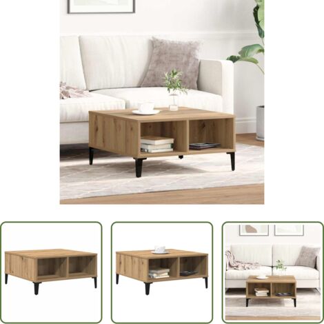 vidaXL Tavolino in legno -  Tavolino da salotto Rovere artigianale 60 x 60 x 30 cm